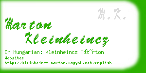 marton kleinheincz business card